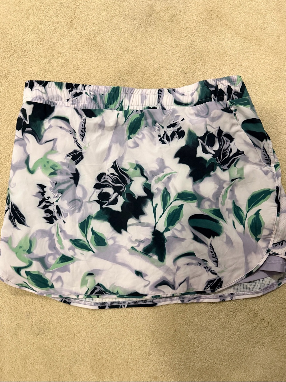 Women’s Floral Print Shorts - White with Green and Black